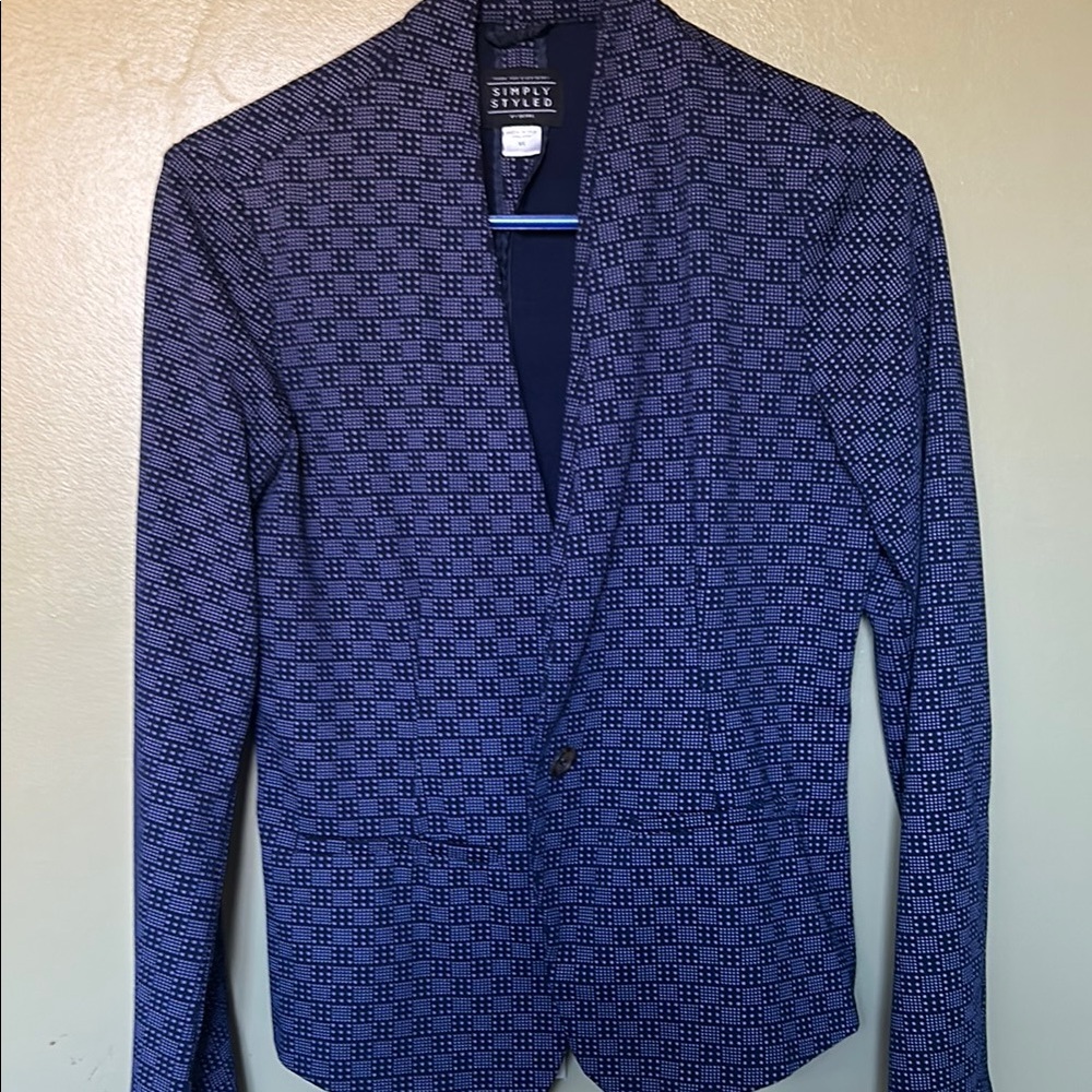 H&M Blue Blazer with Geometric Pattern